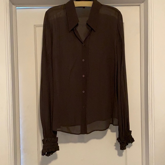 Escada 💯 Silk Dark Olive Beautiful Blouse - Picture 1 of 11